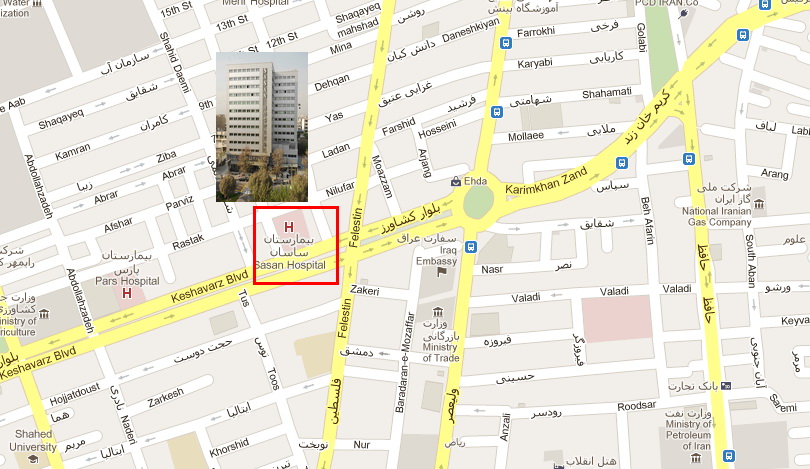 آدرس و مسیرهای دسترسی به بیمارستان ساسان